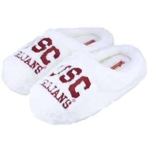  USC Trojans White Ladies Fuzzy Slippers: Sports & Outdoors