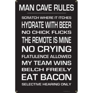 Man Cave Rules & Laws Black Metal Home Bar Pub Sign  