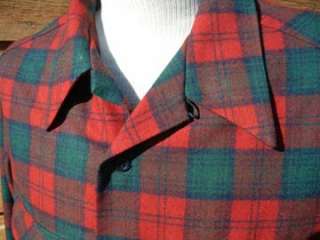 VTG 1960s PENDLETON Plaid Casual Shirt XL   Loop Collar   Great Wool 