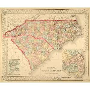   Map North South Carolina State Charleston Harbor   Original Print Map
