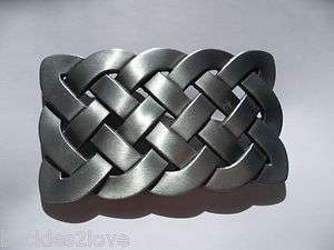 CELTIC KNOT WEAVE SQUARE Belt Buckle pewter gray tone  