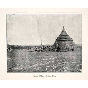  1903 Print Nuer Village Sobat River Indigenous South Sudan 