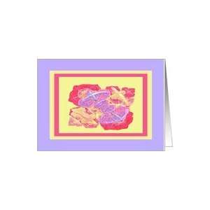  Cheerful Note Card, Pink, Lavender and Yellow Digital 
