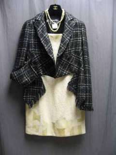 6K Beige Tweed Leather Patch Work 10P Chanel Dress 40  