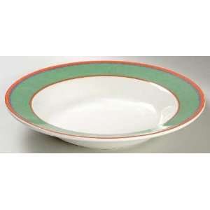    Green Large Rim Soup Bowl, Fine China Dinnerware