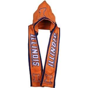   NCAA Illinois Fighting Illini Orange Hooded Knit Scarf: Home & Kitchen