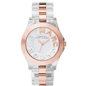 MARC JACOBS CLEAR ACRYLIC AND ROSE GOLD RIVERA WATCH MBM4547 NEW 