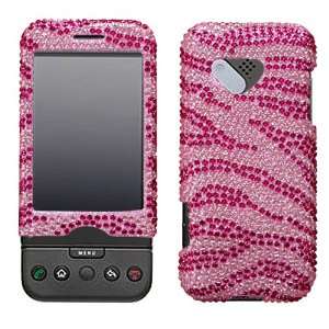 HTC Google G1, Zebra Skin (Pink/Hot Pink) Diamante Protector Cover