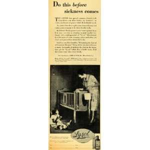  1929 Ad Lysol Disinfectant Sickness Spread Crib Cleaner   Original 