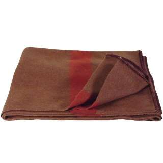 Swiss Style Wool Chestnut Blanket   Brown With Red Accents 02 7957 