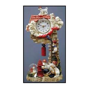  Fireman Dalmatians Snowdome Pendulum Clock