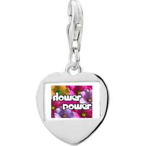   Silver Flower Power By Amber Photo Heart Frame Charm: Pugster: Jewelry
