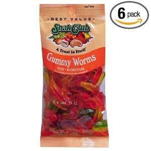 Snak Club Gummy Worms, 9.5 Ounces (Pack Of 6)  Grocery 
