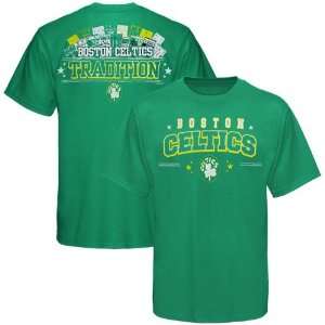  Majestic Boston Celtics Kelly Green Ticket History III T 