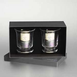  Set of Two Citadel Small Glass Hurricane Candleholders by 