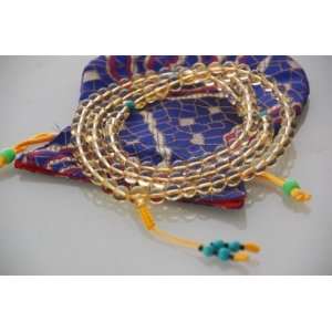Citrine Crystal Mala 108 Beads for Meditation with Handmade Silk Bag