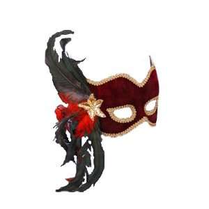  Maroon Karneval Style Mask W Feathers Beauty