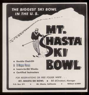 1958 Mt. Shasta Ski Bowl California ski area vintage skiing print ad 
