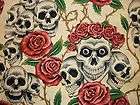 fq skull rose tattoo fabric alexander henry skeleton cream location
