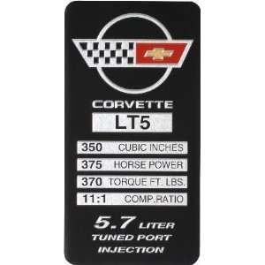  1990 Corvette ZR1 LT5 Console Engine Spec Plate 