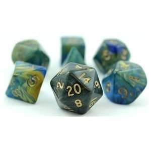   Set (Ancient Blue and Gold) roleplaying game dice + bag Toys & Games