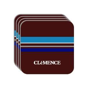Personal Name Gift   CLéMENCE Set of 4 Mini Mousepad Coasters (blue 