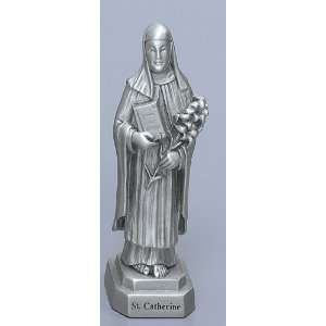  St. Catherine   3 1/2 Pewter Statue with Prayer Card (JC 