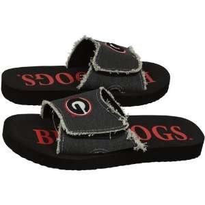 NCAA Georgia Bulldogs Black Distressed Canvas Slide Sandals  