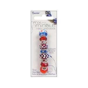  Darice Mix and Mingle Glass Lined Metal Beads, Red/White 