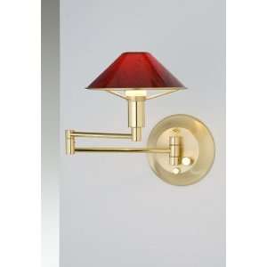  Polished Brushed Brass Magma Red Glass Swing Arm Wall 