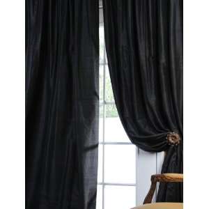    Black Textured Dupioni Silk Curtains & Drapes