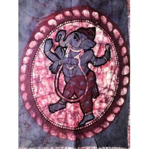 Lord Ganesha Batik Painting Wall Hanging Tapestry 22 X 16