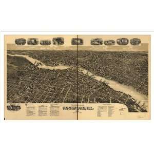 Historic Rockford, Illinois, c. 1891 (M) Panoramic Map Poster Print 