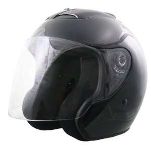  DOT Black Glossy Open Face Helmet   Size  Large 