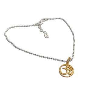  Shanti Boutique Gold Om Circle on Sterling Silver Anklet 9 