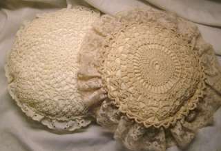lovely Round Antique / Vintage LACE cream / Ivory pillows  
