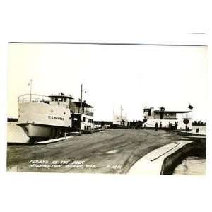  Ferrys At Dock Washington Island Wisconsin RPPC 1950s 