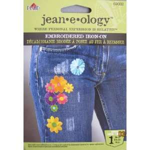  Jean e ology Embroidered Iron On Applique Patch FLOWERS 