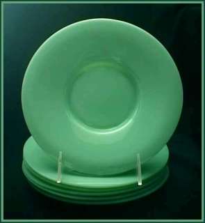 Unusual Set of Six JADE GREEN, PEKING GLASS PLATES   Super Condition 