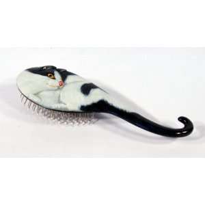  Handpainted Black White Cat Hair Brush: Beauty