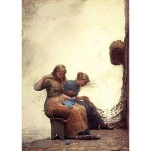 Hand Made Oil Reproduction   Winslow Homer   32 x 44 inches   Mending 