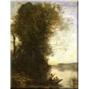   Couchant 12x16 Streched Canvas Art by Corot, Jean Bapt