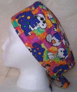 SCRUB HAT CAP MADE W SNOOPY COOL CHARLIE BROWN FABRIC  