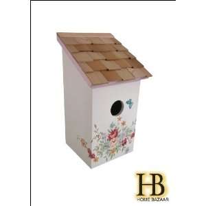 Home Bazaar HB 9075PPBCS Printed Salt Box Birdhouse   Pastel Bouquet 