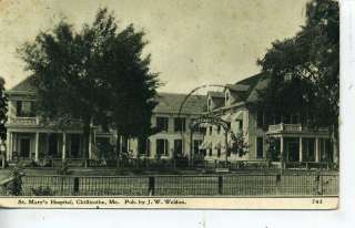 CHILLICOTHE MISSOURI ST. MARYS HOSPITAL POSTCARD 1911  