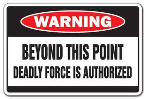   POINT Warning Sign funny shot gun crazy shotgun security patrol  