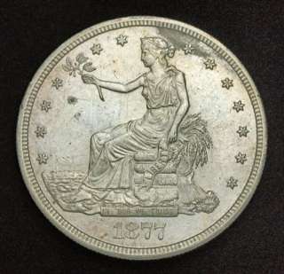 1877 S, United States. Large Silver Trade Dollar Coin. AU UNC!  