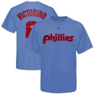   Phillies #8 Shane Victorino Light Blue Player Name & Number T shirt