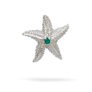 Sterling Silver Starfish Charm with Emerald Stone: Jewelry