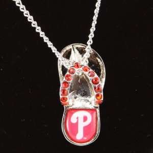   Phillies Ladies Crystal Flip Flop Necklace: Sports & Outdoors